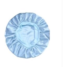 INF Bonnet rond en soie épaisse uni avec bord smocké élastique - Grand bonnet de nuit surdimensionné pour cheveux longs et Bleu