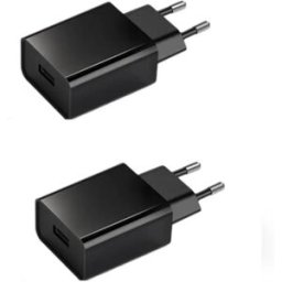 INF Adaptateur secteur USB EU 5V 3A 2 pièces - 15W sortie rapide, boîtier PC V0 ignifuge, tension universelle 100-240V Le noir