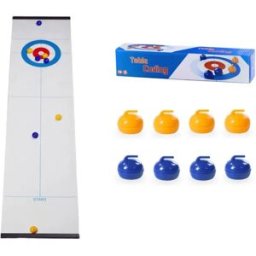 INF Set de curling de table enroulable - Tapis portable mini avec 8 pierres ABS, multicolore
