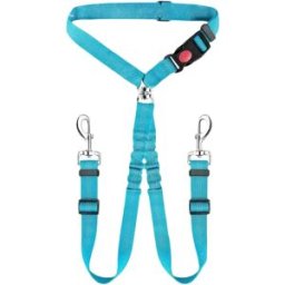 INF Laisse de sécurité double pour chien : Réglable et réfléchissante pour deux animaux Bleu