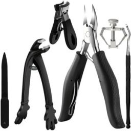INF Ensemble de 6 pièces pour ongles en acier inoxydable - Ciseaux de précision, coupe-ongles grande ouverture, lime et