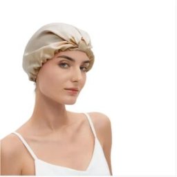 INF Bonnet de sommeil ajustable noué en tissu semblable à la soie - Bande élastique douce pour nuit confortable Abricot