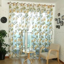 INF Rideau occultant à panneau unique à poche pour tringle - Voilage floral polyester pour salon, chambre, hôtel Marron