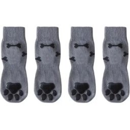 INF Chaussettes Antidérapantes pour Chien avec Adhésif Double Face - Protection des Pattes & Sécurité au Sol Gris S
