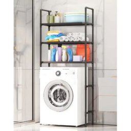 INF Étagère de Rangement Noire à 3 Niveaux pour Machine à Laver - Organisateur Gain de Place