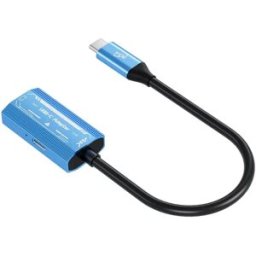 INF Adaptateur Convertisseur Type C/M vers PD + Type C/F (Vidéo) - Aluminium Bleu