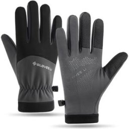 INF Gants d'hiver tactiles coupe-vent doublés en polaire pour sports de plein air Gris