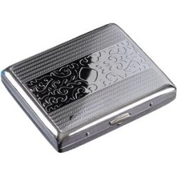 INF Étui à Cigarettes en Métal Argenté avec Motif Arabesque Double Face - Contient 20 Cigarettes de Taille Standard