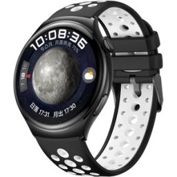 INF Bracelet de montre en silicone compatible avec Huawei, bande sportive respirante et confortable, design perforé noir et M Noir + Blanc