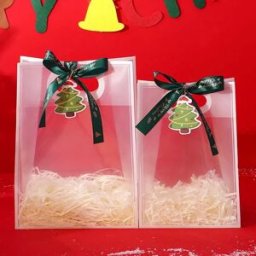 INF Petit sac cadeau de Noël avec ruban, carte et raphia - Emballage festif pour les fêtes