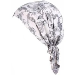 INF Bonnet Turban Élastique en Coton Imprimé - Chapeau de Chimiothérapie - Foulard de Tête Blanc