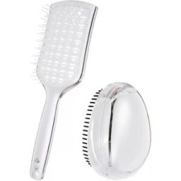 INF Ensemble de brosses à cheveux volumisantes haute qualité (2 pièces) - Démêlage et massage du cuir chevelu Argent