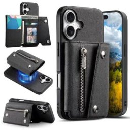 INF Étui Portefeuille Magnétique Noir Compatible avec iPhone 17 Pro - Housse à Rabat avec Porte-Carte et Béquille