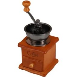 INF Moulin à café manuel 317 boîte en bois compacte - meule céramique portable, mouture réglable, roue en fonte, base