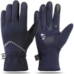 INF Gants de cyclisme d'hiver pour hommes : Thermiques, tactiles, coupe-vent et antidérapants Bleu