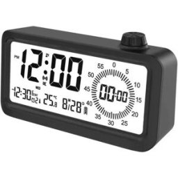 INF Réveil Intelligent Rechargeable avec Écran LCD, Veilleuse et Compte à Rebours Le noir