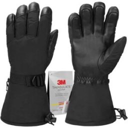 INF Gants de ski en cuir noir avec isolation 3M - Coupe-vent et chauds pour les sports d'hiver