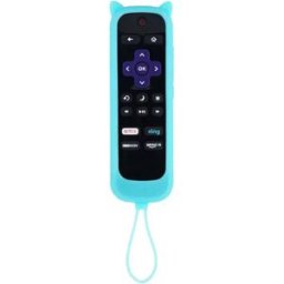 INF Étui de protection en silicone compatible avec la télécommande TCL Roku 2 avec oreilles de chat et cordon Bleu
