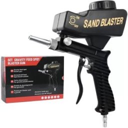 INF Pistolet de sablage pneumatique portable – débit réglable, buse zinguée épaissie, nylon et acier au carbone, 90psi, entrée Le noir