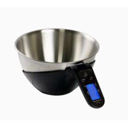 INF Balance électronique bol en inox avec gobelet détachable, capacité 2000mL, 5kg/11lb max, rétroéclairage bleu Le noir