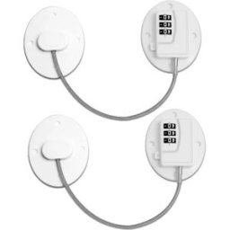 INF Lot de 2 Cadenas à Code Combiné pour Réfrigérateur Sans Perçage, Ovale Blanc