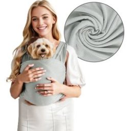 INF Écharpe de voyage pour animaux - Porte-bébé mains libres en tissu tissé respirant, transporteur portable d'été Gris