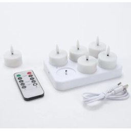 INF Ensemble de 6 bougies LED rechargeables sans flamme avec télécommande