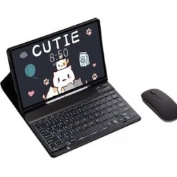 INF Ensemble Clavier et Souris Bluetooth Rétroéclairé Noir pour Samsung Tab S8 Ultra (14.6") - Étui avec Support et Logement