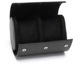 INF Boîte de Rangement pour Montres en Cuir PU Grain Lychee 2 Emplacements - Étui de Voyage Portable Le noir