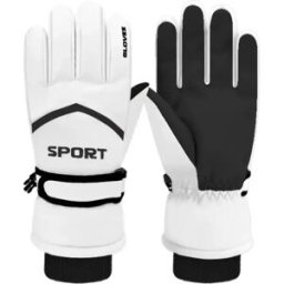 INF Gants de Ski Adultes - Imperméables, Coupe-Vent, Tactiles pour Cyclisme et Sports d'Hiver Blanc
