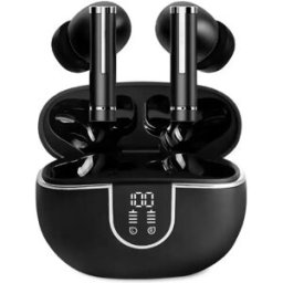 INF BX35 écouteurs intra-auriculaires Bluetooth sans fil avec réduction de bruit, affichage LED, contrôle tactile et boîtier Le noir