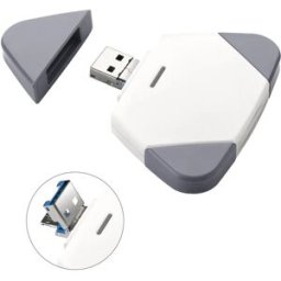 INF Lecteur de cartes magnétique détachable 3-en-1 - Lightning, USB-C & USB-A, SD/TF, compatible avec iPhone et iPad Blanc