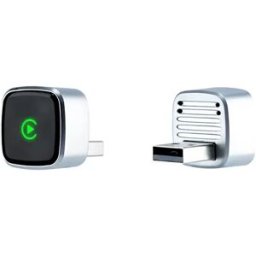 INF Adaptateur CarPlay Sans Fil D07 Argent 2-en-1 pour Téléphones Apple & Android