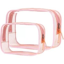 INF Ensemble de sacs de rangement transparents 2 pièces - Idéal pour les voyages et le maquillage Rose