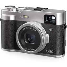 INF Appareil photo numérique 5K avec deux objectifs, viseur, autofocus et anti-shake Le noir