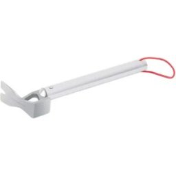 INF Marteau multifonction pour piquets de tente - Alliage d'aluminium, tête texturée, extracteur de piquets et cordon Argent