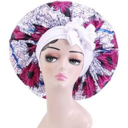 INF Bonnet de nuit en satin imprimé avec bandeau élastique réglable - Confort et protection pour vos cheveux Rose rouge