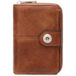 INF Portefeuille femme RFID sécurisé et élégant - Porte-cartes avec porte-monnaie Marron