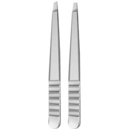 INF Ensemble de pinces à sourcils de précision - Pointes biseautées et pointes avec pochette en perle