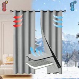 INF Rideau d'hiver coupe-vent chaud 2-en-1 détachable amélioré (132x160cm, œillets, panneau unique)