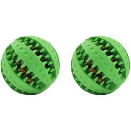 INF Jouet à mâcher pour animaux 2 pièces - Balle en caoutchouc 7cm à distribution de friandises, jouet dentaire Vert