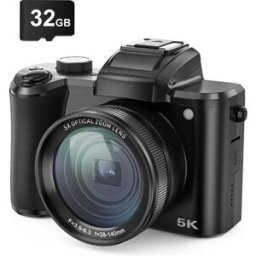 INF Appareil photo numérique 5K avec deux caméras avant et arrière, autofocus, anti-tremblement