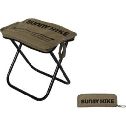 INF Tabouret de camping pliant portable – Siège en alliage d'aluminium léger avec assise rembourrée en tissu Oxford, rangement Kaki