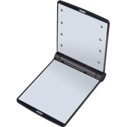 INF Miroir de Maquillage Pliant avec 8 LED - Portable et Compact, Compatible avec les marques Huawei, Samsung et APPLE Le noir