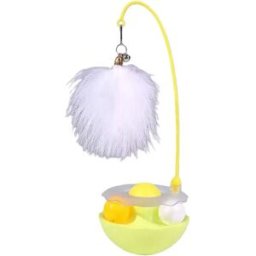 INF Jouet Interactif Wobble Tumbler pour Chat avec Plume et Balles Tournantes, Kompatibel mit APPLE Jaune
