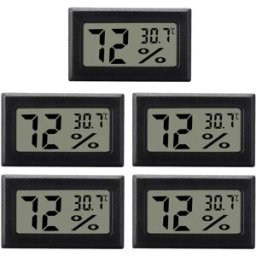 INF Mini hygromètres/thermomètres numériques, paquet de 5 Le noir