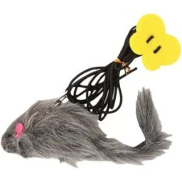 INF Jouet souris en peluche suspendu à la porte (lot de 5) - Clip triangulaire avec cordon élastique pour jeu interactif