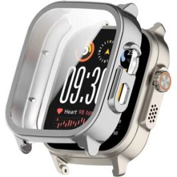 INF Coque de Protection Full-Cover avec Protecteur d'Écran Trempé compatible avec Realme Watch 5 - Coque PC, Options Argent