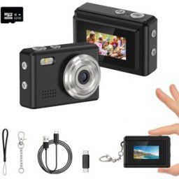 INF Mini caméra numérique 720P avec écran 0.96 pouce, charge Type-C, OTG et kit accessoires Le noir
