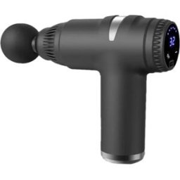 INF Pistolet de massage électrique mini 32 vitesses avec écran LCD - Pércussion musculaire profonde portable (4 têtes incluses) Gris